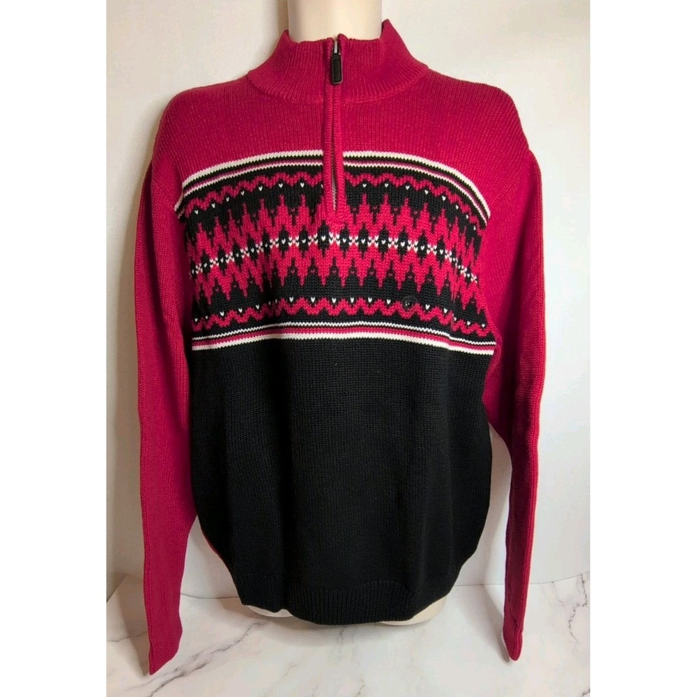 Chaps Fair Isle‎ Men's Sweater in Red and Black Size XL New